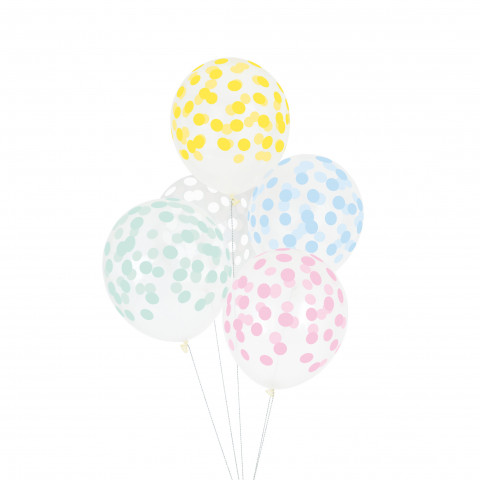 5 Balões Confetis Coloridos Impressos